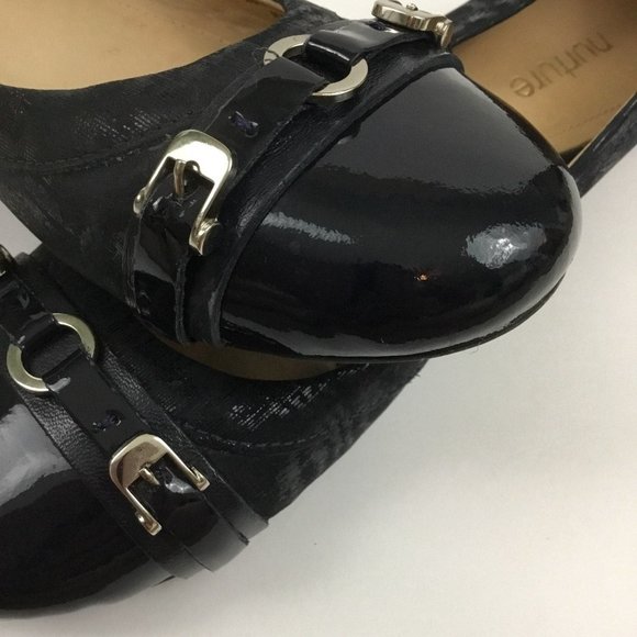 Nurture Myriam Black Leather Ballet Flats Buckle Hardware Balletcore Women’s 6.5 - Picture 4 of 7